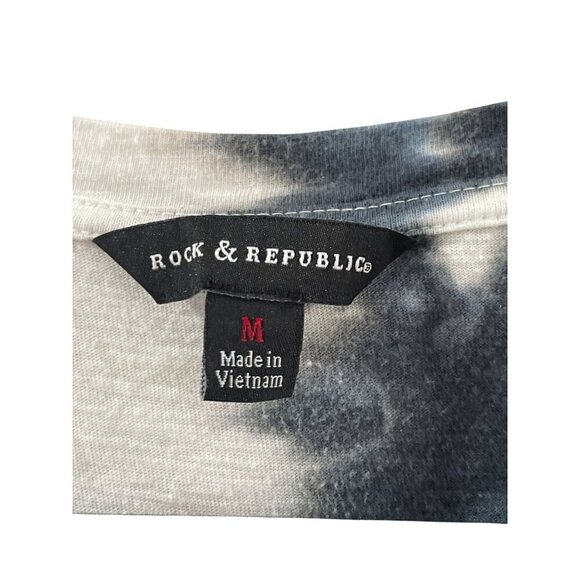 Rock & Republic T shirt Strappy Top Tie Dye white, Blue cotton casual size M - Picture 2 of 6